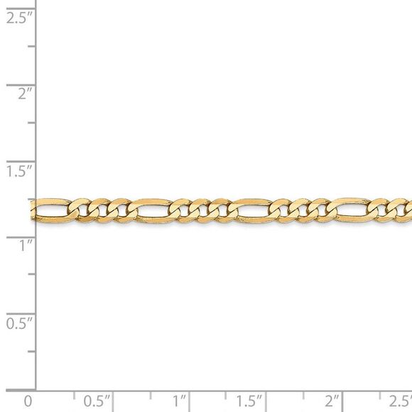 4mm, 14k Yellow Gold, Flat Figaro Chain Necklace, 24 Inch - Picture 5 of 8